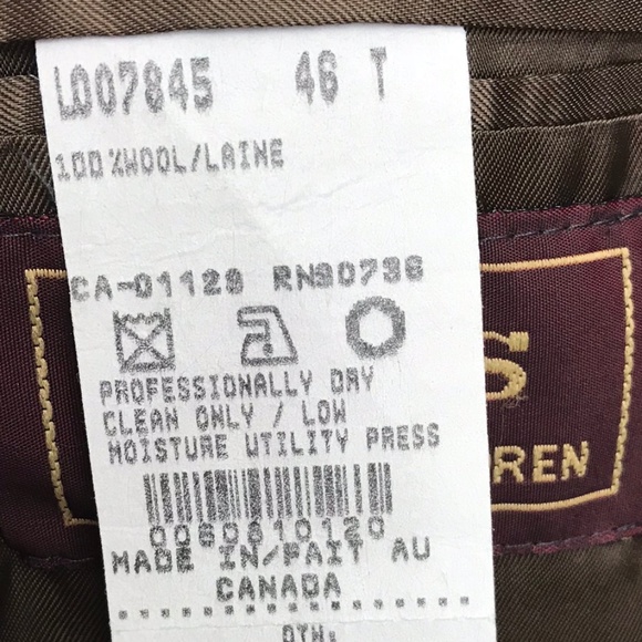 Vintage Chaps Ralph Lauren Men's 46Tall 2 Button Suit Jacket Blazer 5v7 - Picture 8 of 8